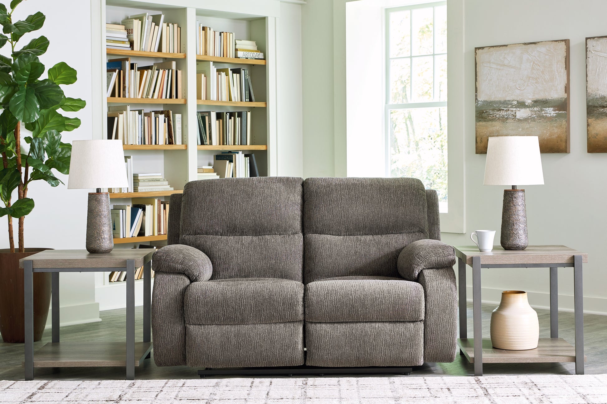 Orange Furniture Outlet - Ashley Furniture - Scranto Living Room - Reclining Loveseat / Brindle - 6650286