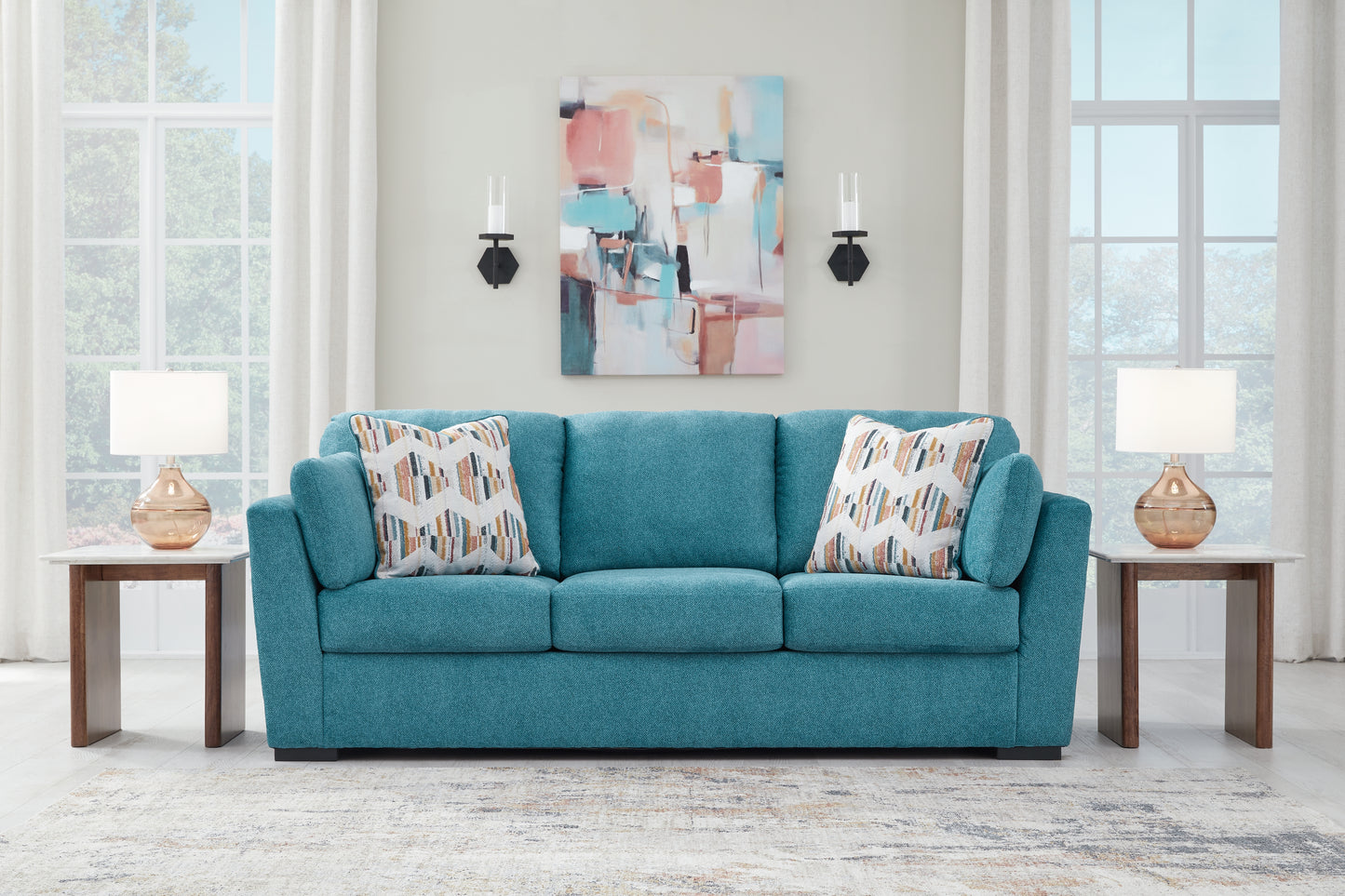 Orange Furniture Outlet - Ashley Furniture - Keerwick Living Room - Sofa / Teal - 6750738