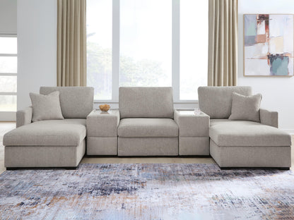 Orange Furniture Outlet - Ashley Furniture - ModMax Luxe Sectional - RAF 5-Piece Double Chaise Sectional with Storage Consoles / Flint - 68605S38