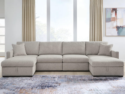 Orange Furniture Outlet - Ashley Furniture - ModMax Luxe Sectional - RAF 4-Piece Double Storage Chaise Sectional / Flint - 68605S62