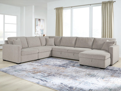 Orange Furniture Outlet - Ashley Furniture - ModMax Luxe Sectional - RAF 5-Piece Sectional with Storage Chaise and Pop Up Sleeper / Flint - 68605S105