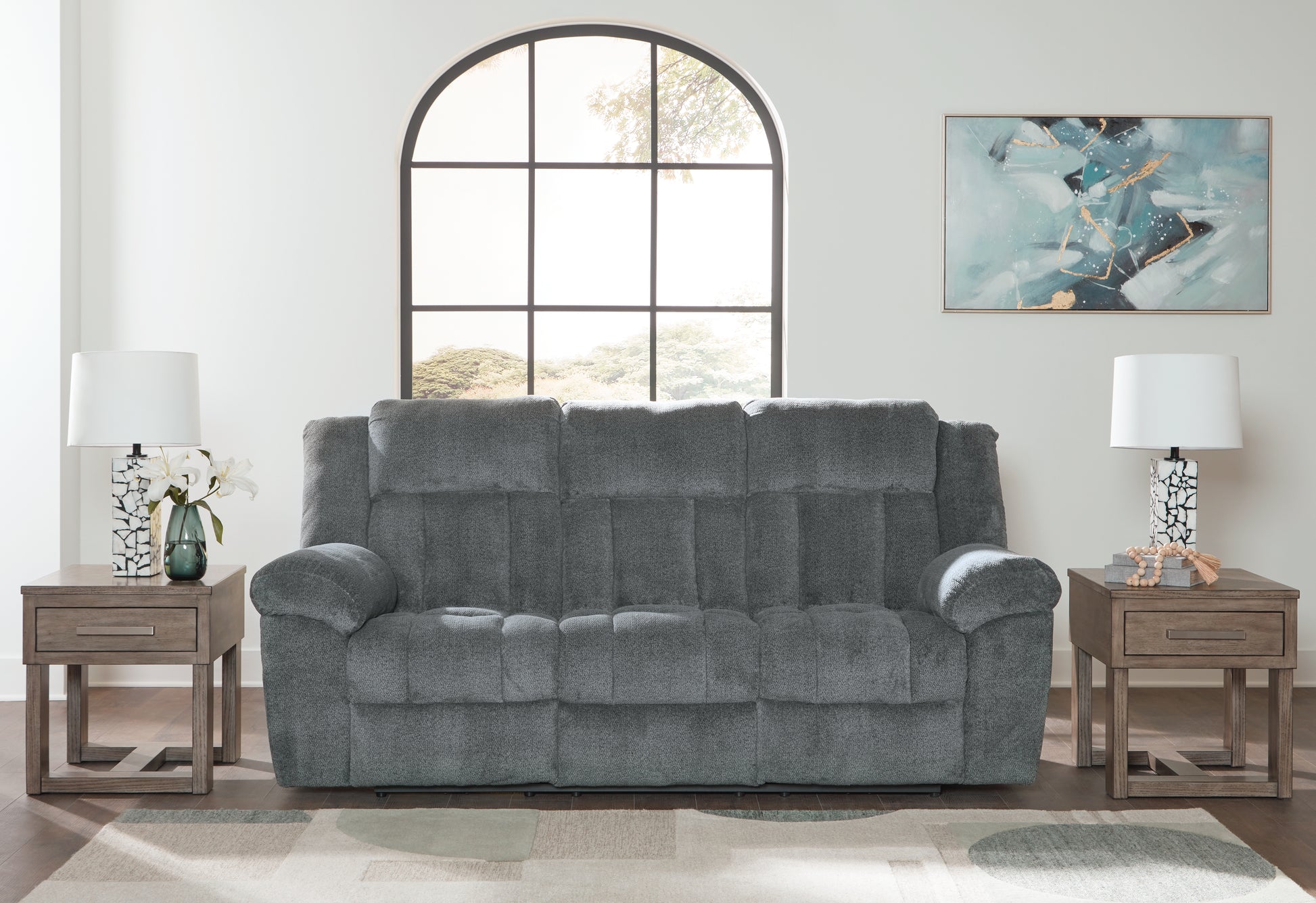 Orange Furniture Outlet - Ashley Furniture - Tip-Off Living Room - PWR REC Sofa with ADJ Headrest / Slate - 6930415