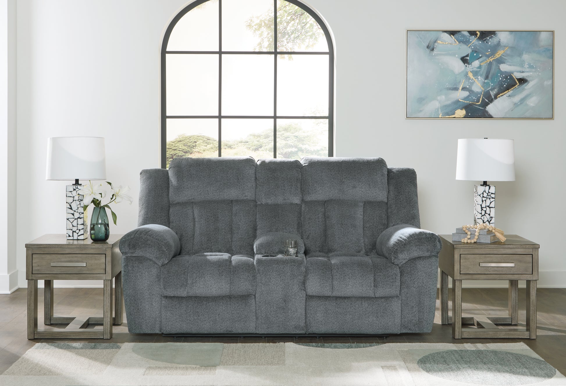 Orange Furniture Outlet - Ashley Furniture - Tip-Off Living Room - PWR REC Loveseat/CON/ADJ HDRST / Slate - 6930418