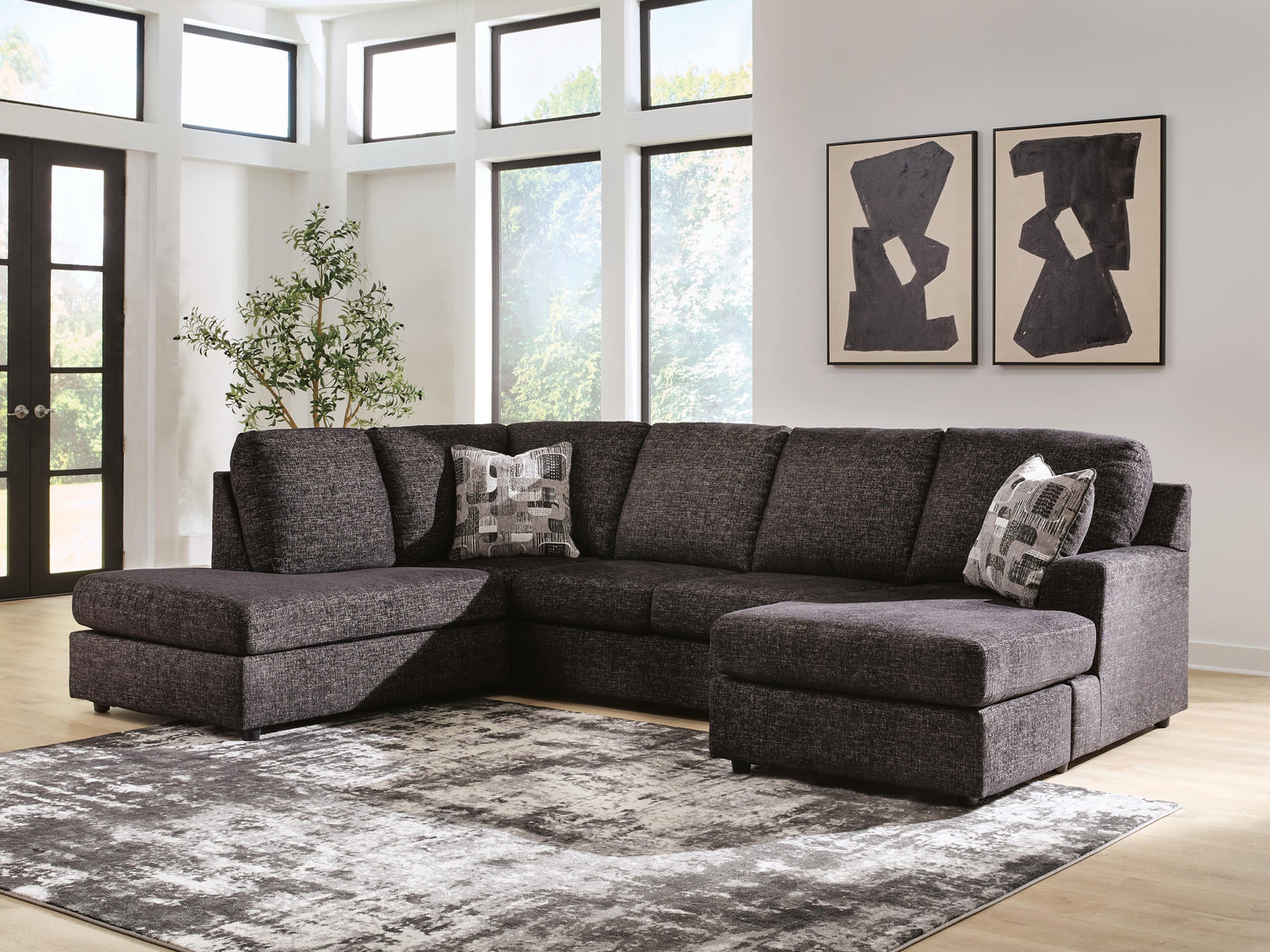 Orange Furniture Outlet - Ashley Furniture - Lentiz Sectional - RAF 2-Piece Sectional with Chaise / Onyx - PC73404S1