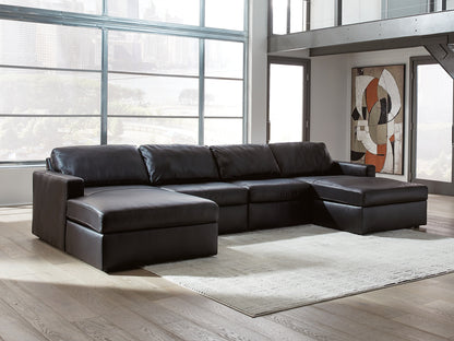 Orange Furniture Outlet - Ashley Furniture - ModMax II Sectional - RAF 4-Piece Double Chaise Sectional / Black - 74305S19