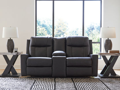 Orange Furniture Outlet - Ashley Furniture - Mackmenville Living Room - DBL Rec Loveseat w/Console / Carbon - 7471394