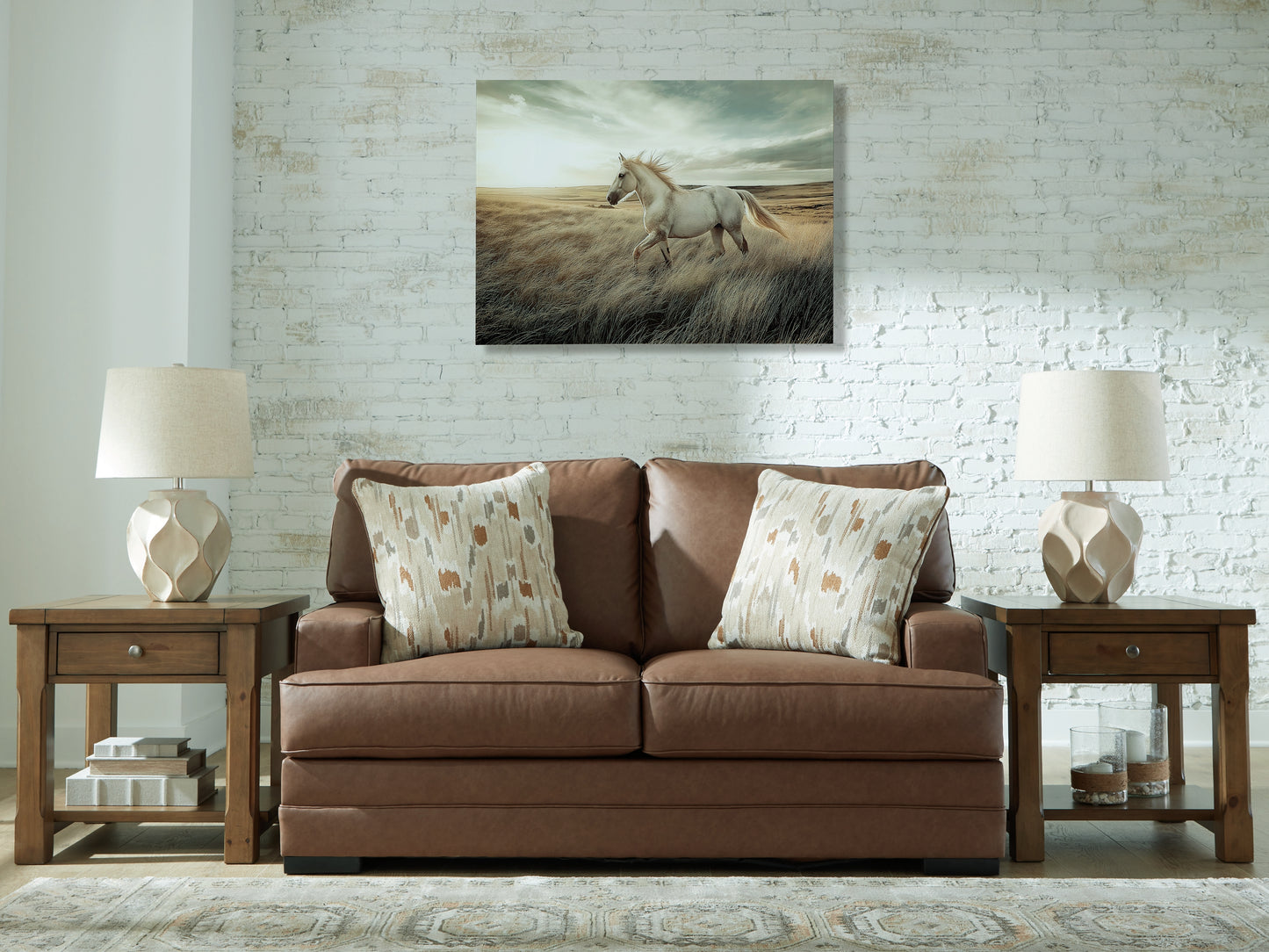 Orange Furniture Outlet - Ashley Furniture - VillaCourt Living Room - Loveseat / Caramel - 7490935