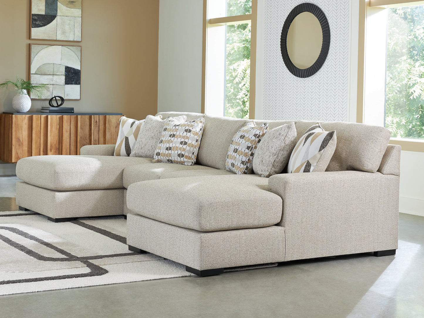 Orange Furniture Outlet - Ashley Furniture - Laurelgrove Sectional - RAF 3-Piece Double Chaise Sectional / Pebble - 75105S7