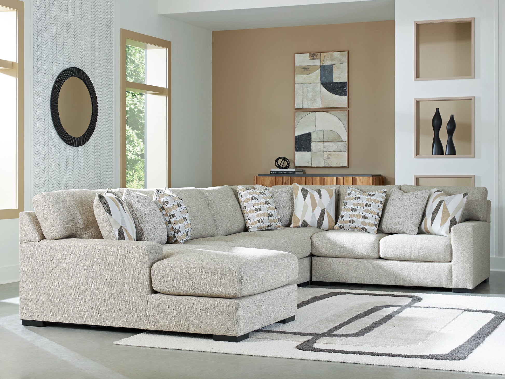 Orange Furniture Outlet - Ashley Furniture - Laurelgrove Sectional - RAF 3-Piece Double Chaise Sectional / Pebble - 75105S7