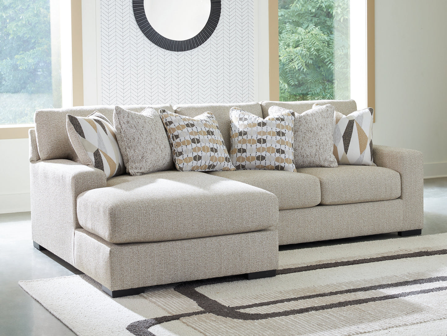 Orange Furniture Outlet - Ashley Furniture - Laurelgrove Sectional - RAF 2-Piece Sectional Sofa Chaise / Pebble - 75105S4