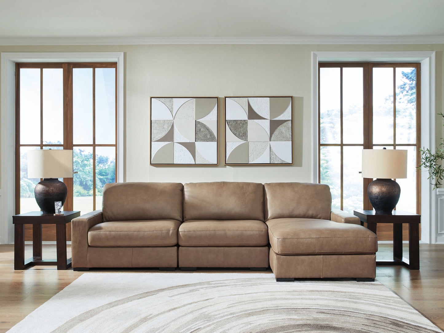 Orange Furniture Outlet - Ashley Furniture - Veronella Sectional - RAF 3-Piece Sectional with Chaise / Sahara - 76106S6