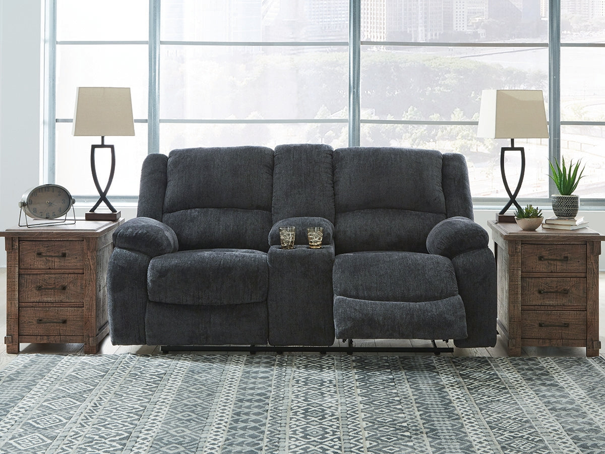 Orange Furniture Outlet - Ashley Furniture - Draycoll Living Room - DBL Rec Loveseat w/Console / Slate - 7650494