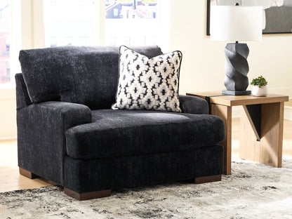 Orange Furniture Outlet - Ashley Furniture - Whitmore Manor Living Room - Chair and a Half / Black Pearl - 8040423