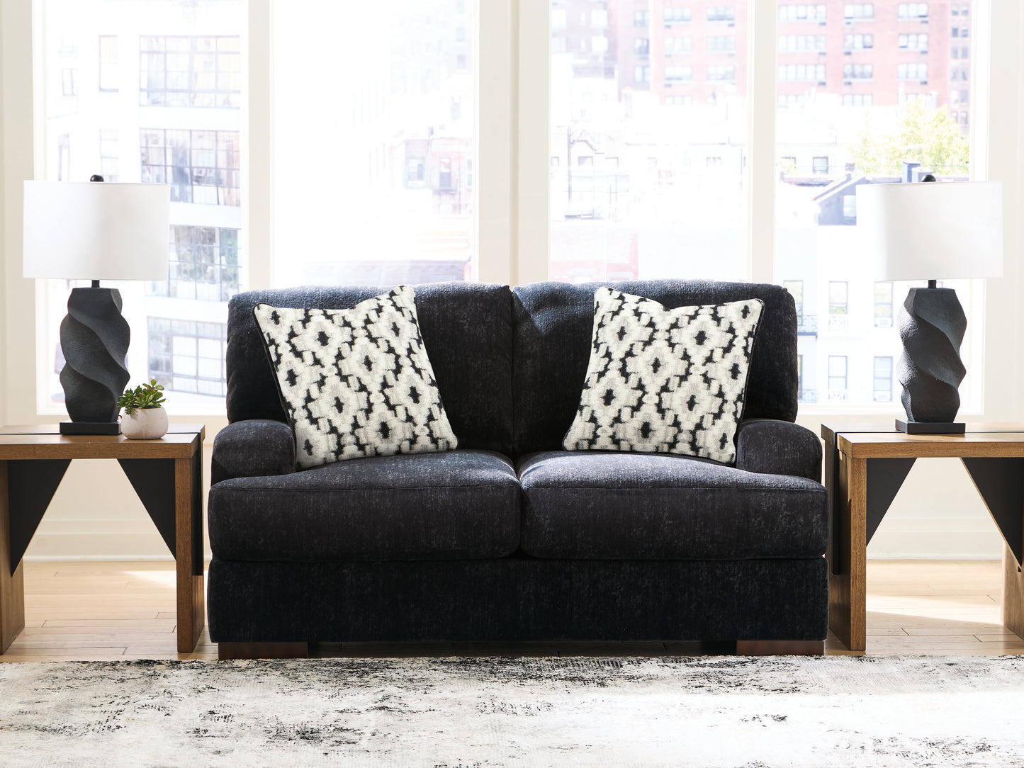 Orange Furniture Outlet - Ashley Furniture - Whitmore Manor Living Room - Loveseat / Black Pearl - 8040435