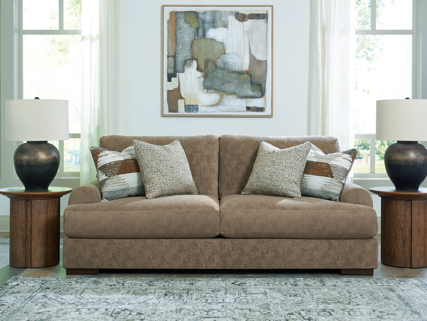 Orange Furniture Outlet - Ashley Furniture - Jayne Park Living Room - Sofa / Pecan - PC8150538