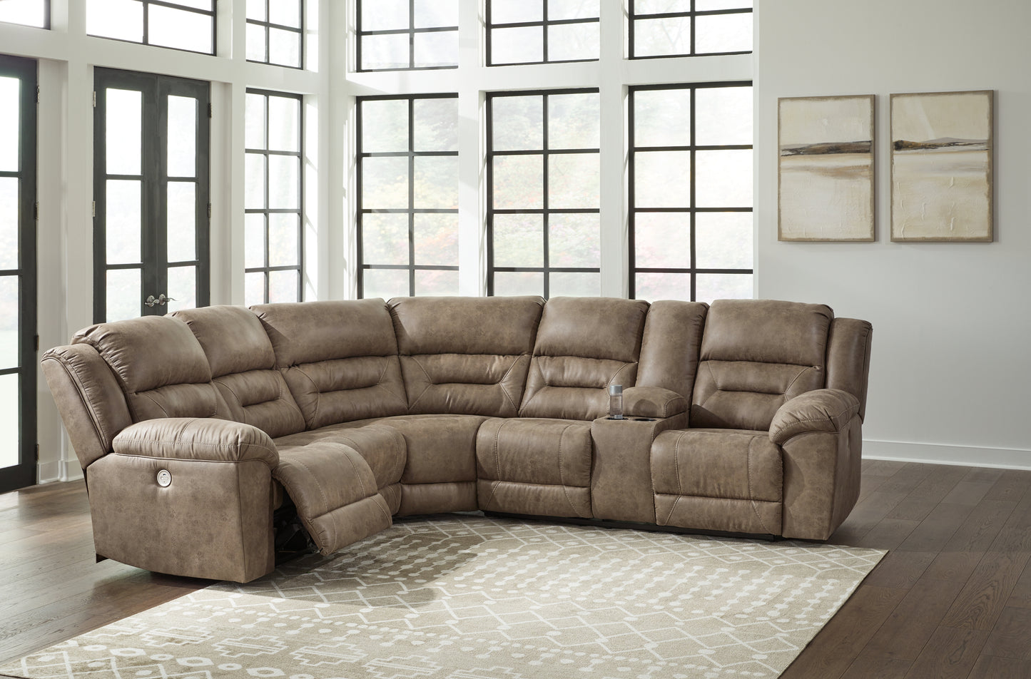 Orange Furniture Outlet - Ashley Furniture - Ravenel Sectional - 3-Piece Power Reclining Sectional / Fossil - 83106S2