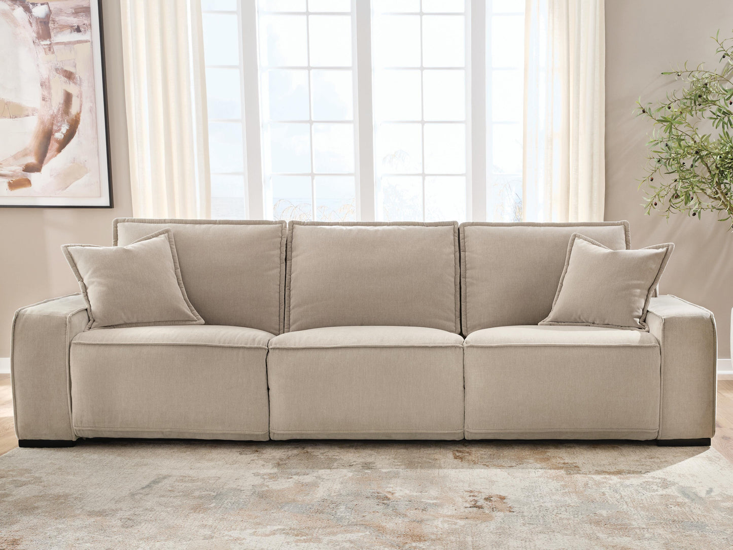 Orange Furniture Outlet - Ashley Furniture - Carceri Sectional - 3-Piece Power Sectional Reclining Sofa / Cashmere - 87003S3