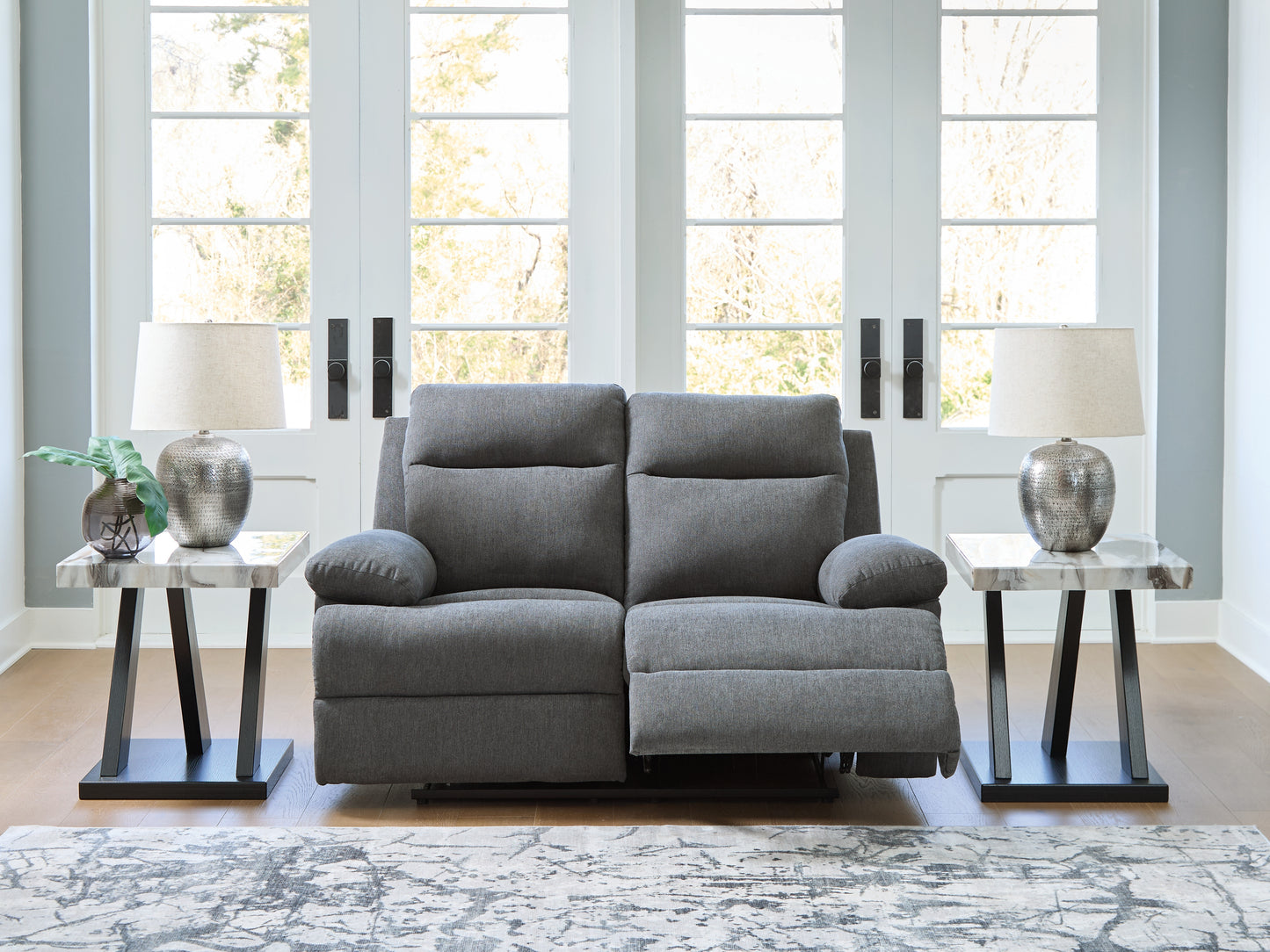 Orange Furniture Outlet - Ashley Furniture - Side-Swipe Living Room - Reclining Loveseat / Charcoal - PC9140686