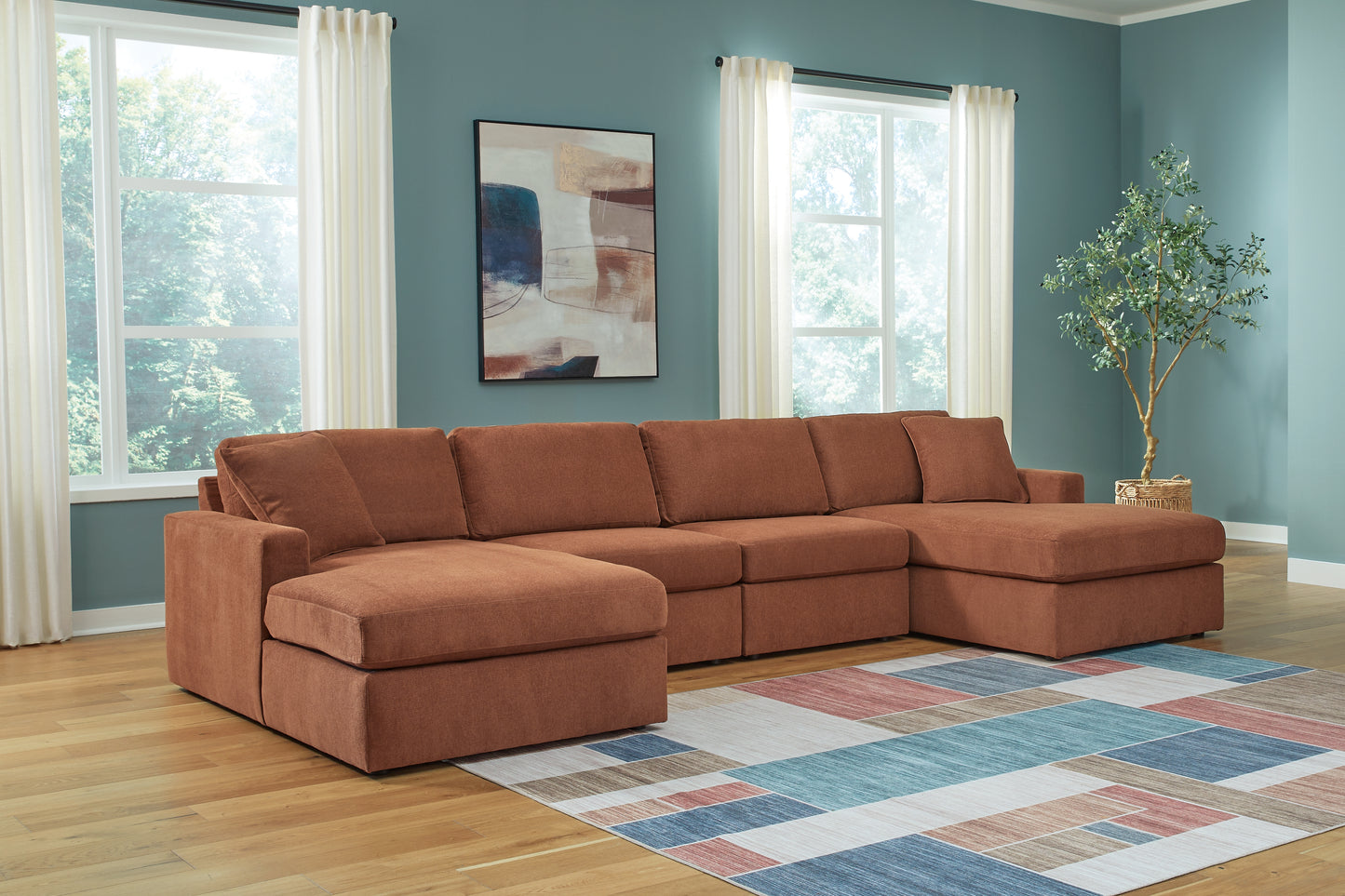 Orange Furniture Outlet - Ashley Furniture - Modmax Sectional - RAF 4-Piece Sectional with Chaise / Spice - 92102S19
