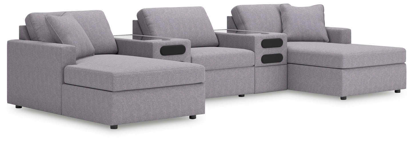 Orange Furniture Outlet - Ashley Furniture - Modmax Sectional - RAF 5-Piece Sectional with Chaise and Audio Console / Granite - 92104S47