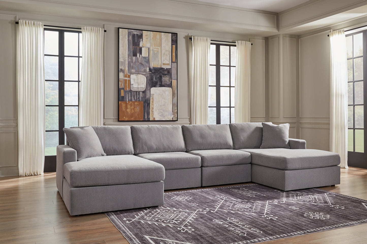 Orange Furniture Outlet - Ashley Furniture - Modmax Sectional - RAF 4-Piece Sectional with Chaise / Granite - 92104S19