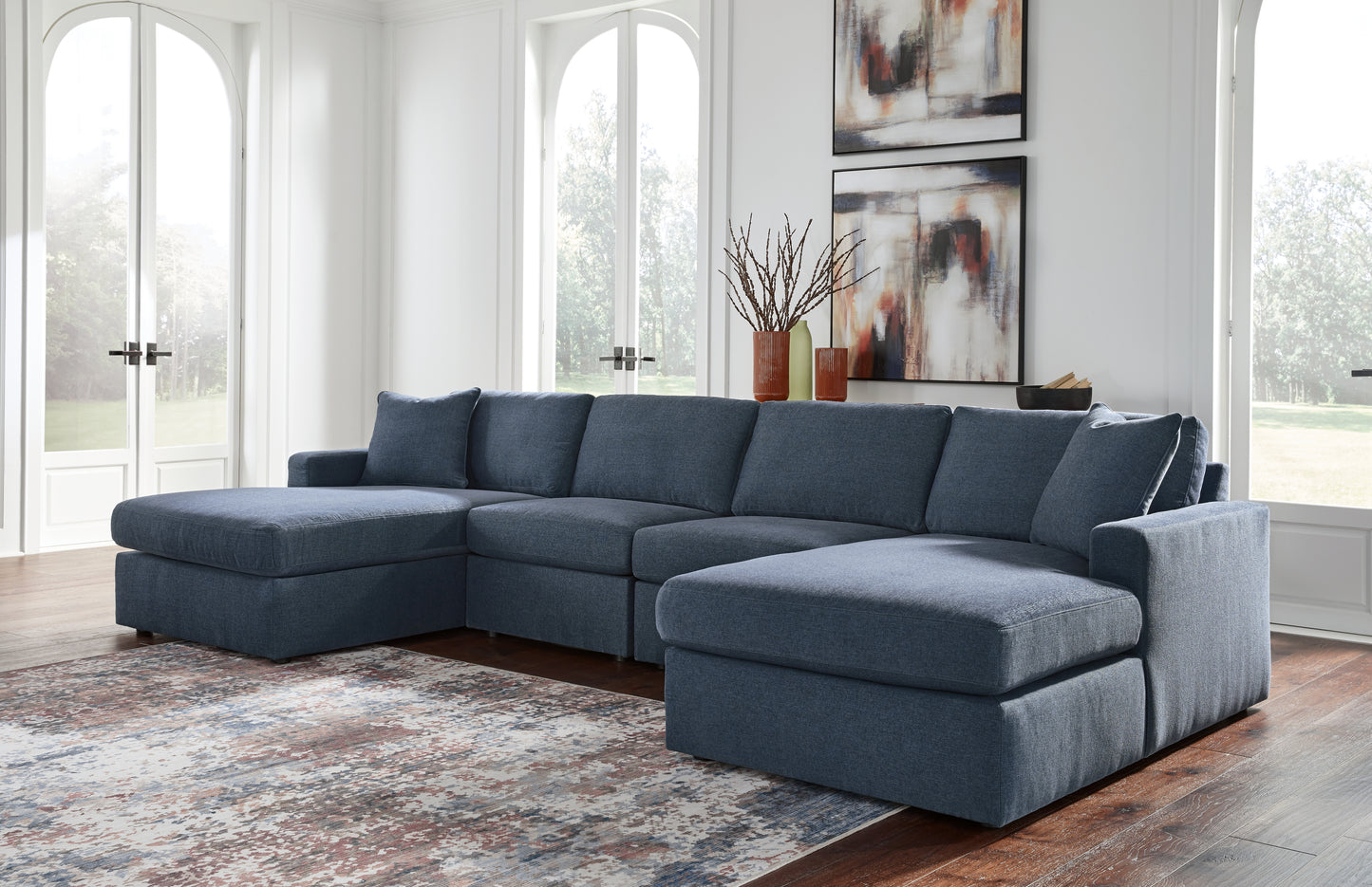 Orange Furniture Outlet - Ashley Furniture - Modmax Sectional - RAF 4-Piece Sectional with Chaise / Ink - 92121S19