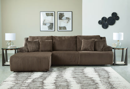 Orange Furniture Outlet - Ashley Furniture - Top Tier Sectional - 3-Piece Reclining Sectional Sofa Chaise / Chocolate - 92705S7