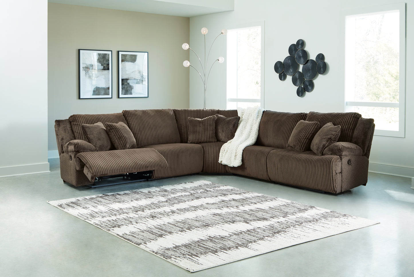 Orange Furniture Outlet - Ashley Furniture - Top Tier Sectional - 5-Piece Reclining Sectional / Chocolate - 92705S3