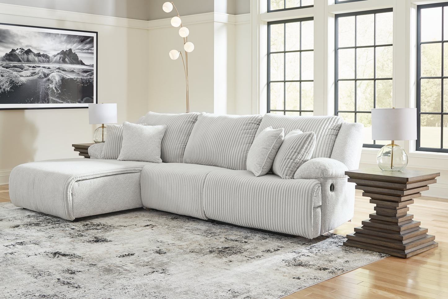 Orange Furniture Outlet - Ashley Furniture - Top Tier Sectional - 3-Piece Sectional Sofa Chaise / Alloy - 92706S7