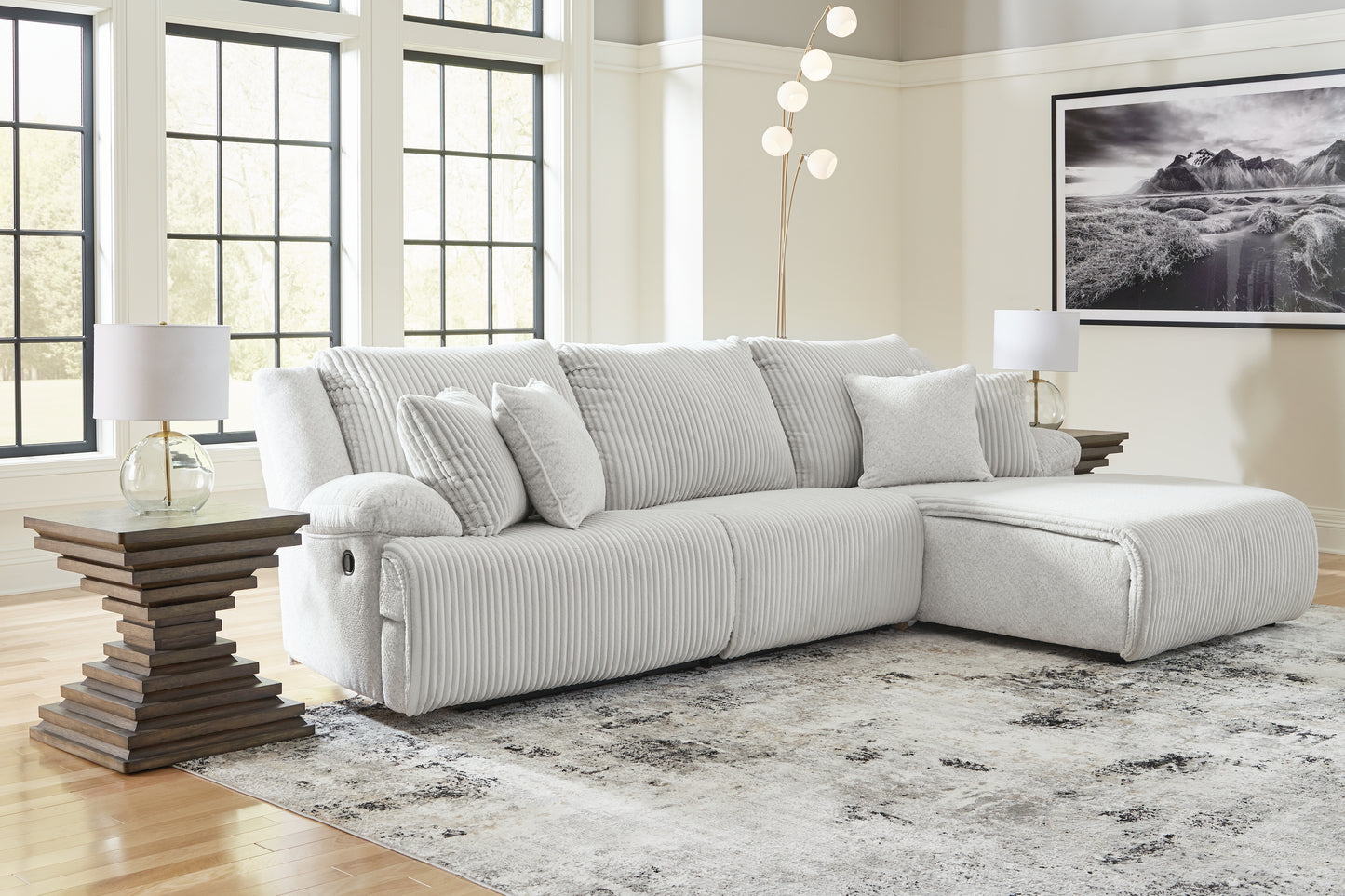 Orange Furniture Outlet - Ashley Furniture - Top Tier Sectional - 3-Piece Reclining Sectional Sofa Chaise / Alloy - 92706S6