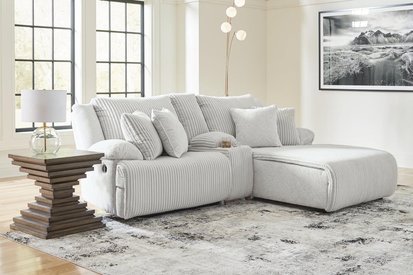 Orange Furniture Outlet - Ashley Furniture - Top Tier Sectional - 3-Piece Reclining Sectional Sofa with Chaise / Alloy - 92706S4