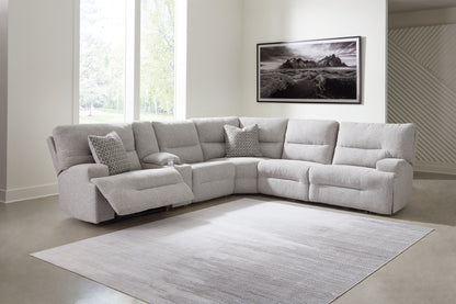 Orange Furniture Outlet - Ashley Furniture - Acklen Place Sectional - 6-Piece Power Reclining Sectional / Pewter - 93605S9