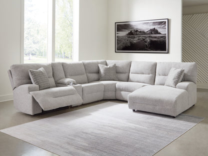 Orange Furniture Outlet - Ashley Furniture - Acklen Place Sectional - 6-Piece Power Reclining Sectional with Chaise / Pewter - 93605S1