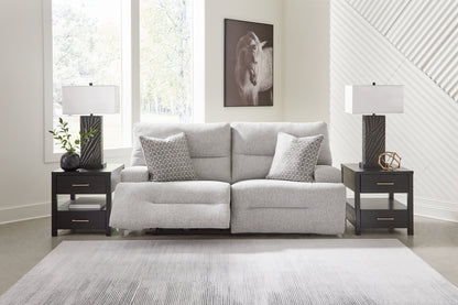 Orange Furniture Outlet - Ashley Furniture - Acklen Place Sectional - 2-Piece Power Reclining Sectional Loveseat / Pewter - 93605S16