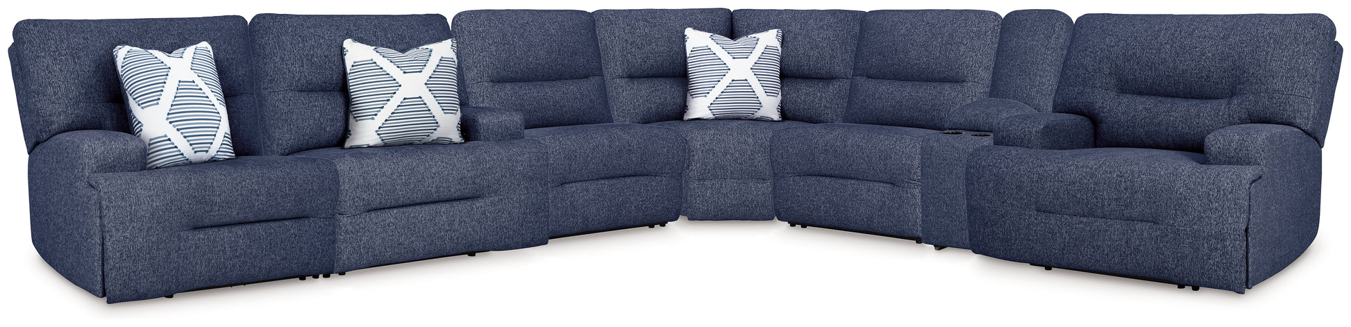 Orange Furniture Outlet - Ashley Furniture - Acklen Place Sectional - 7-Piece Power Reclining Sectional / Navy - 93607S8
