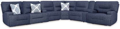 Orange Furniture Outlet - Ashley Furniture - Acklen Place Sectional - 7-Piece Power Reclining Sectional / Navy - 93607S8