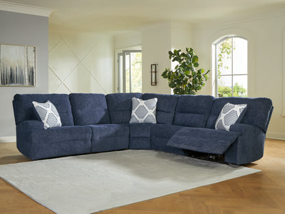 Orange Furniture Outlet - Ashley Furniture - Acklen Place Sectional - 5-Piece Power Reclining Sectional / Navy - 93607S3