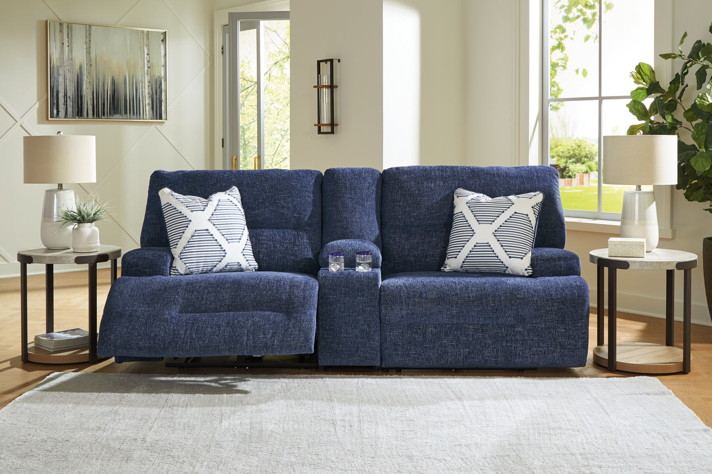 Orange Furniture Outlet - Ashley Furniture - Acklen Place Sectional - 3-Piece Sectional / Navy - 93607S10