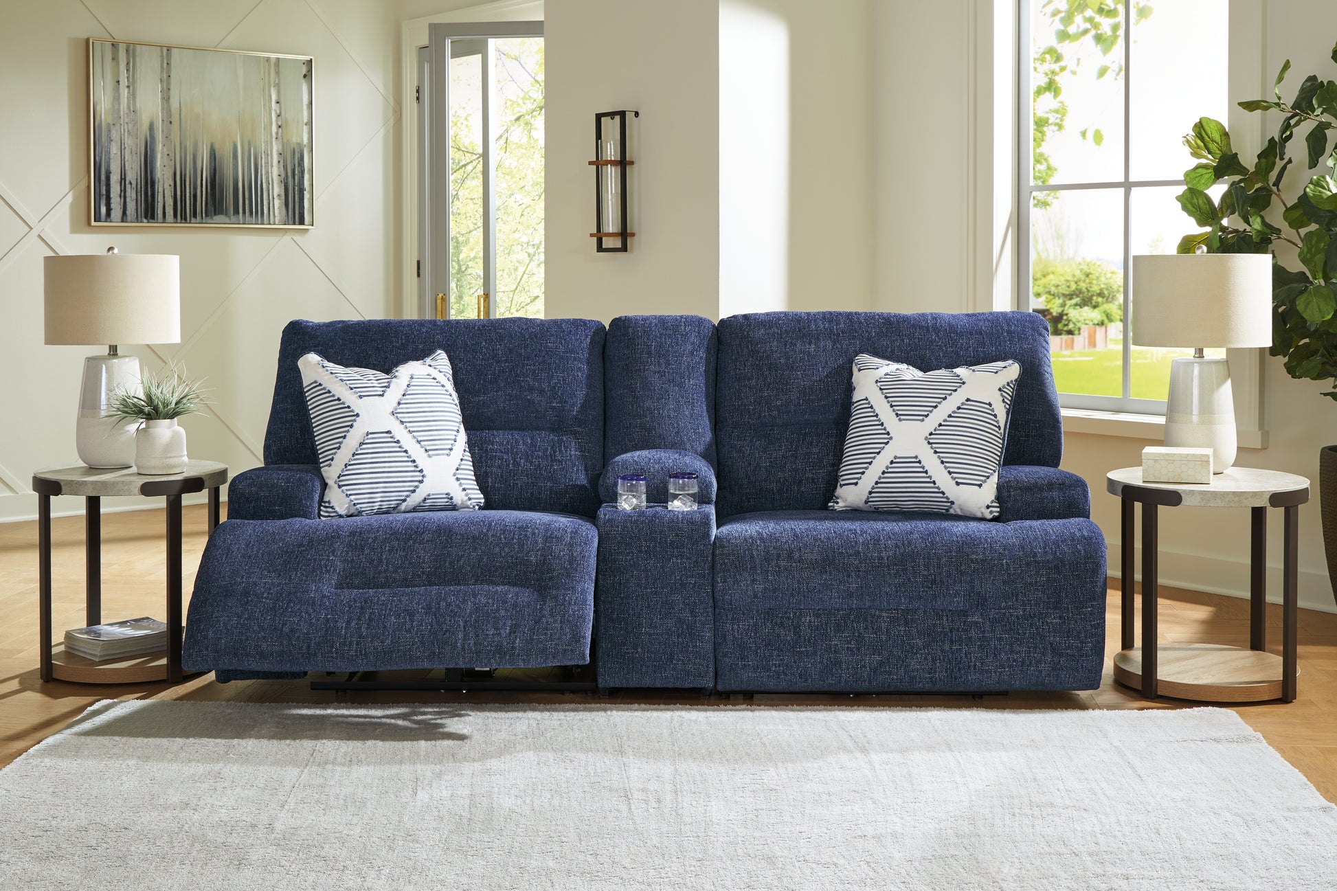Orange Furniture Outlet - Ashley Furniture - Acklen Place Sectional - 3-Piece Sectional / Navy - 93607S10