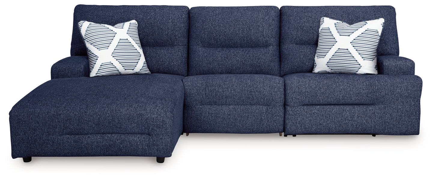 Orange Furniture Outlet - Ashley Furniture - Acklen Place Sectional - 3-Piece Power Reclining Sectional / Navy - 93607S7
