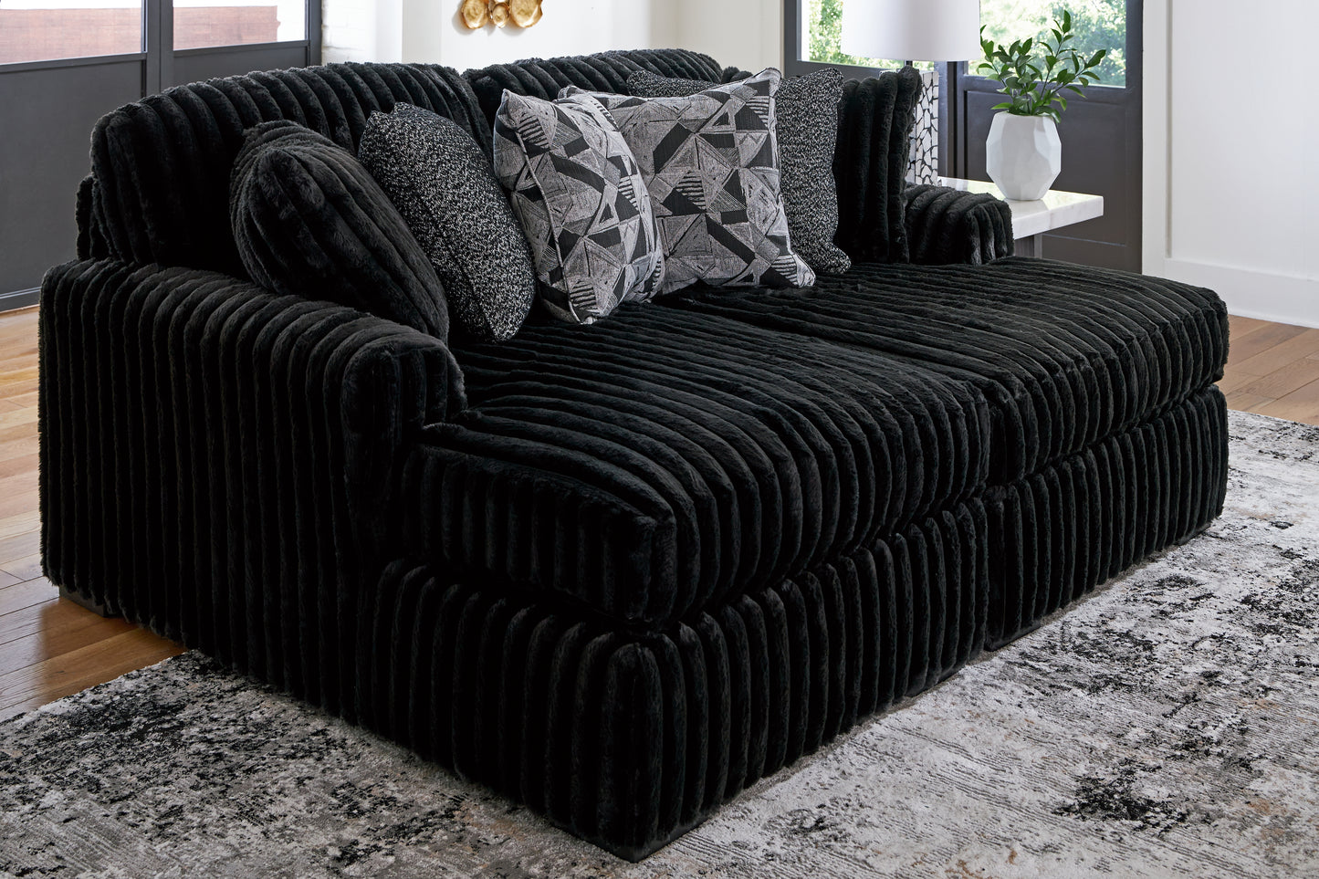 Orange Furniture Outlet - Ashley Furniture - Midnight-Madness Sectional - RAF Super Chaise / Onyx - 98103S8