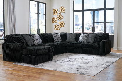Orange Furniture Outlet - Ashley Furniture - Midnight-Madness Sectional - RAF 4-Piece Sectional with Chaise / Onyx - 98103S4