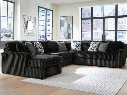 Orange Furniture Outlet - Ashley Furniture - Midnight-Madness Sectional - RAF 6-Piece Sectional with Chaise / Onyx - 98103S23