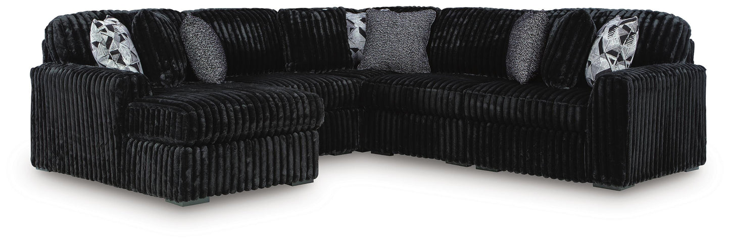 Orange Furniture Outlet - Ashley Furniture - Midnight-Madness Sectional - RAF 5-Piece Sectional with Chaise / Onyx - 98103S21