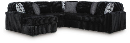 Orange Furniture Outlet - Ashley Furniture - Midnight-Madness Sectional - RAF 5-Piece Sectional with Chaise / Onyx - 98103S21