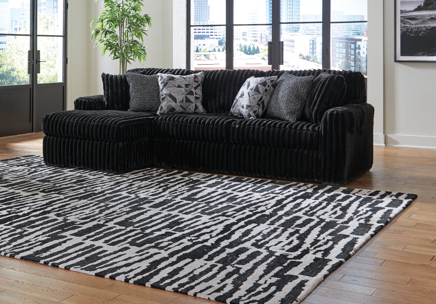 Orange Furniture Outlet - Ashley Furniture - Midnight-Madness Sectional - LAF 3-Piece Sectional with Chaise / Onyx - 98103S9