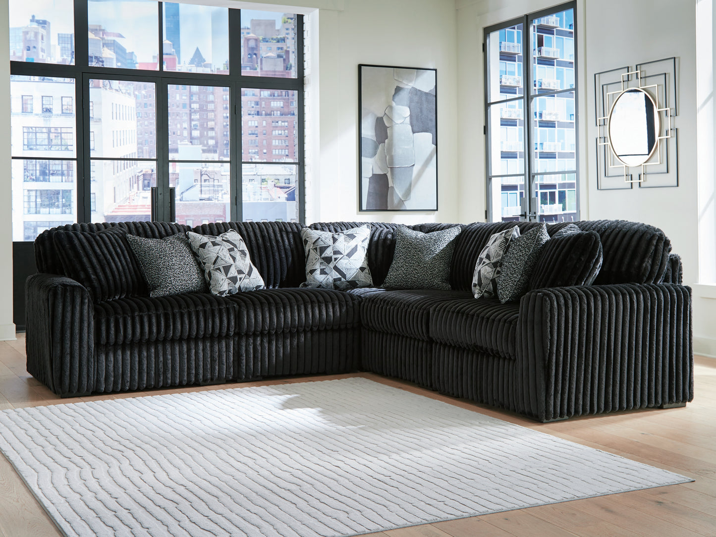 Orange Furniture Outlet - Ashley Furniture - Midnight-Madness Sectional - RAF 5-Piece Sectional / Onyx - 98103S26