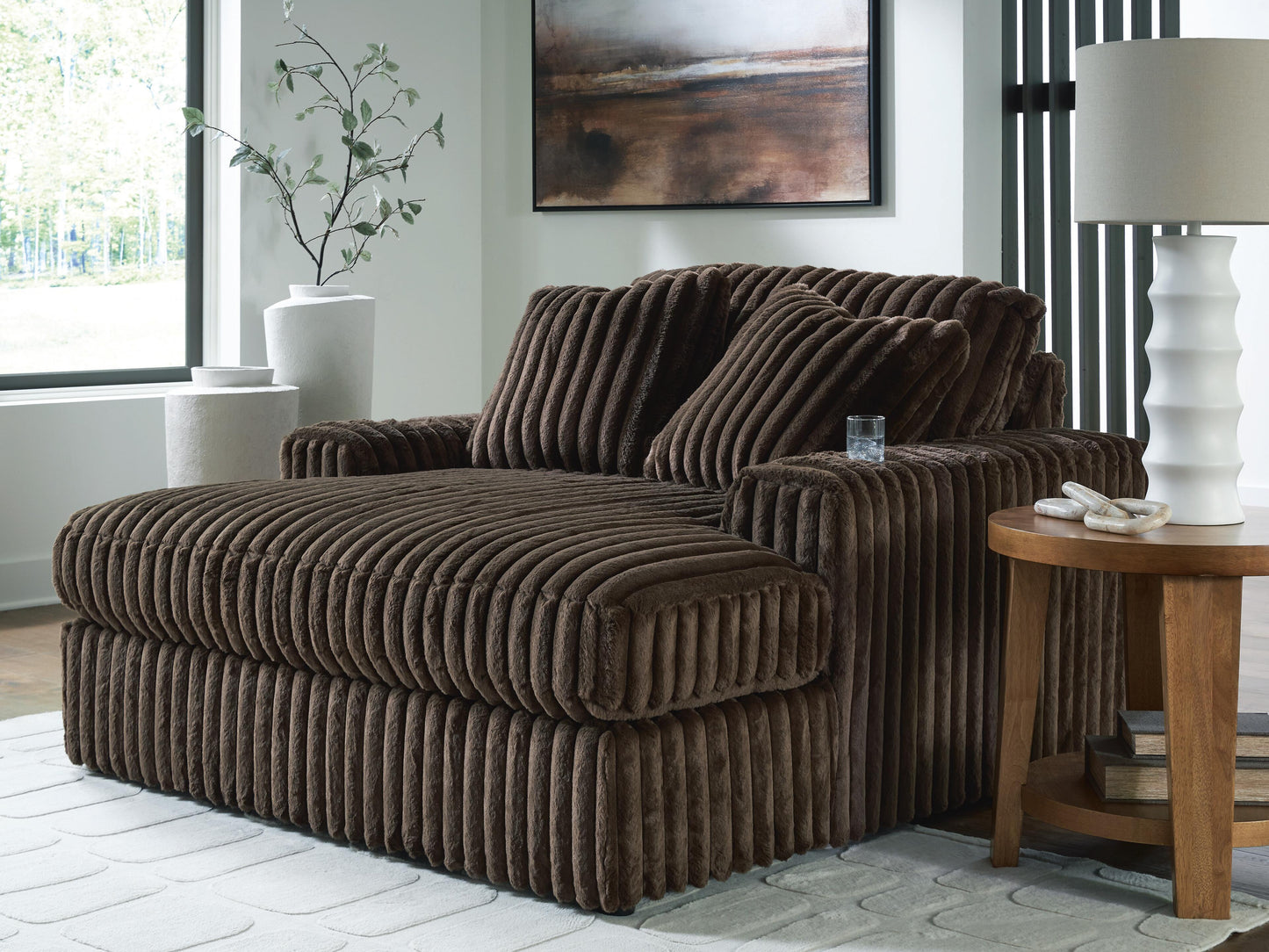 Orange Furniture Outlet - Ashley Furniture - Midnight-Madness Living Room - Oversized Chaise / Chocolate - 9810415