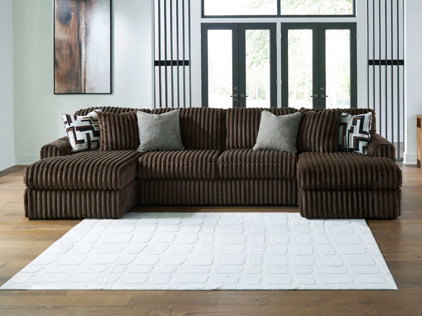Orange Furniture Outlet - Ashley Furniture - Midnight-Madness Sectional - RAF 3-Piece Sectional with Chaise / Chocolate - 98104S5