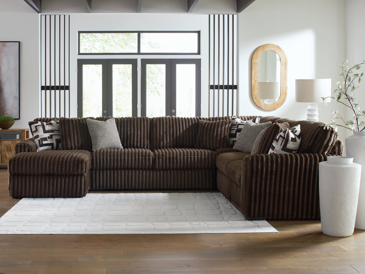 Orange Furniture Outlet - Ashley Furniture - Midnight-Madness Sectional - RAF 4-Piece Sectional with Chaise / Chocolate - 98104S4